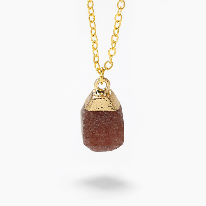 Collana in stile dolce con pietra grezza a taglio quadrato Olivenorma 