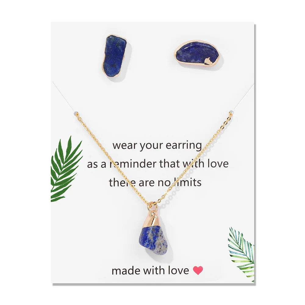 Olivenorma Trendy Set di gioielli in pietra grezza naturale irregolare