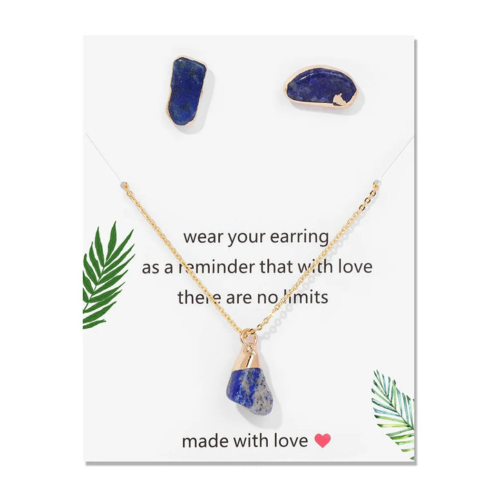 Olivenorma Trendy Set di gioielli in pietra grezza naturale irregolare