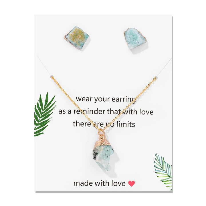 Olivenorma Trendy Set di gioielli in pietra grezza naturale irregolare