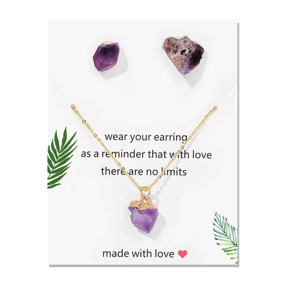 Olivenorma Trendy Set di gioielli in pietra grezza naturale irregolare