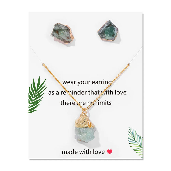 Olivenorma Trendy Set di gioielli in pietra grezza naturale irregolare