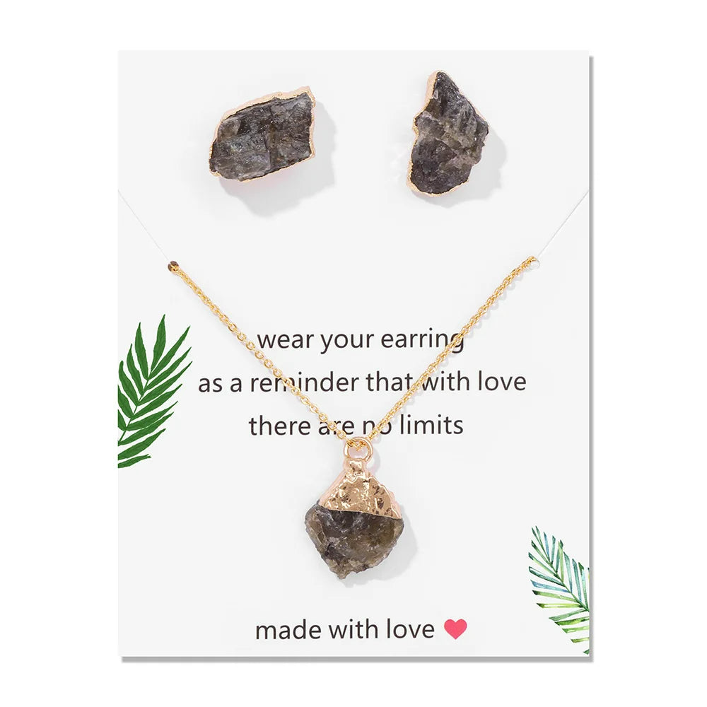 Olivenorma Trendy Set di gioielli in pietra grezza naturale irregolare