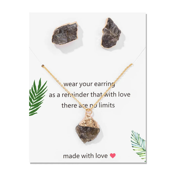 Olivenorma Trendy Set di gioielli in pietra grezza naturale irregolare