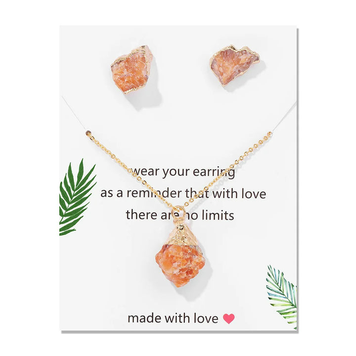 Olivenorma Trendy Set di gioielli in pietra grezza naturale irregolare