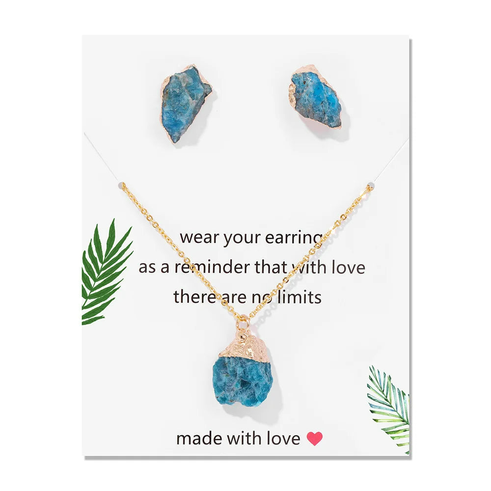 Olivenorma Trendy Set di gioielli in pietra grezza naturale irregolare