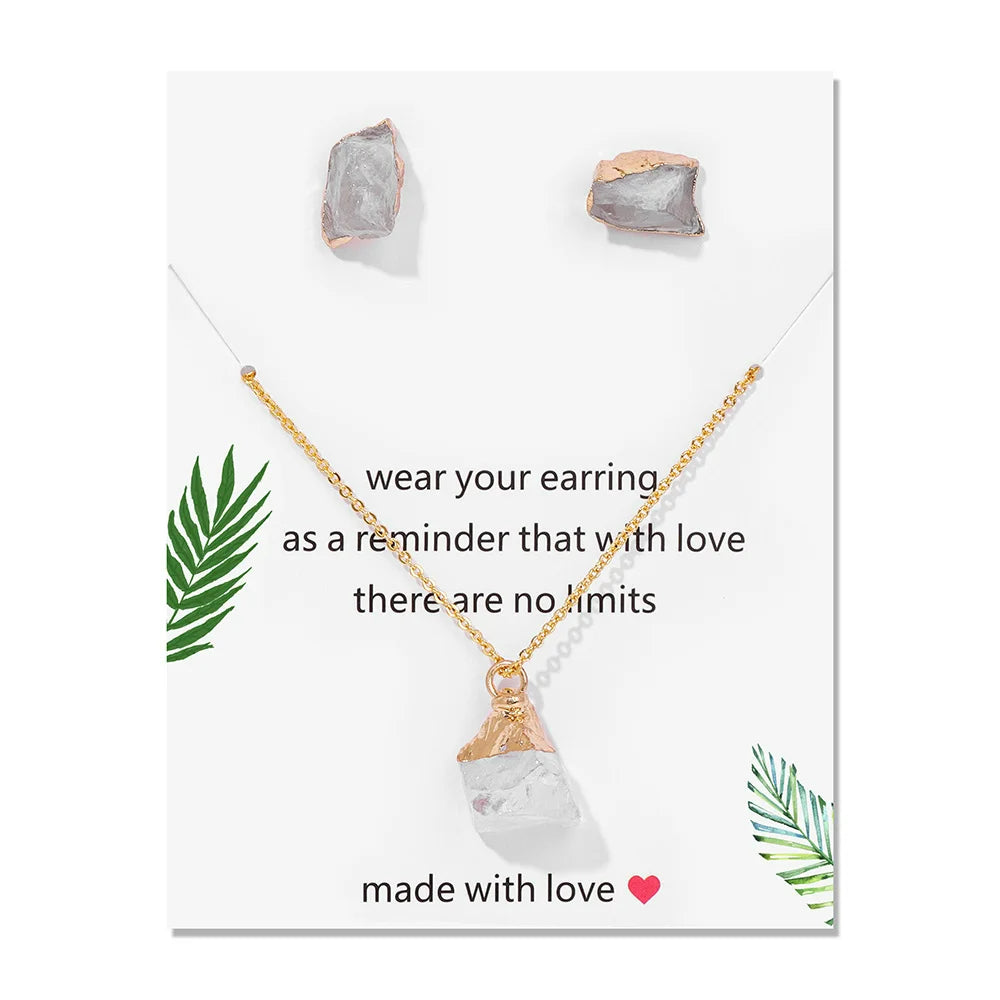 Olivenorma Trendy Set di gioielli in pietra grezza naturale irregolare