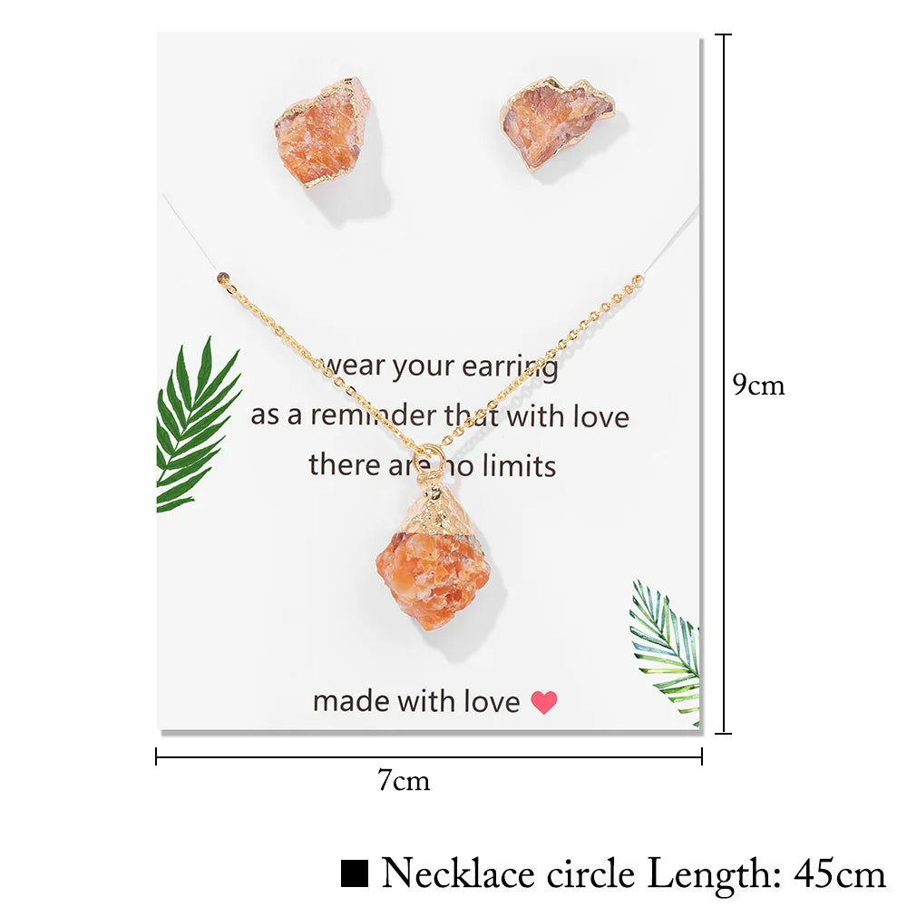 Olivenorma Trendy Set di gioielli in pietra grezza naturale irregolare