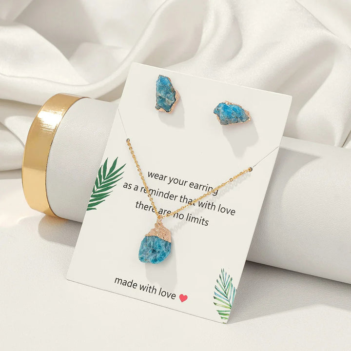 Olivenorma Trendy Set di gioielli in pietra grezza naturale irregolare