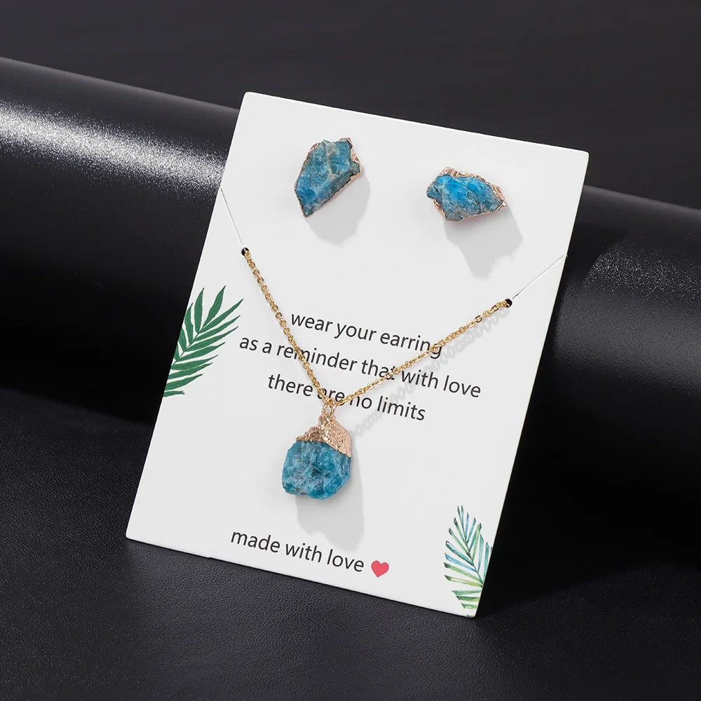 Olivenorma Trendy Set di gioielli in pietra grezza naturale irregolare