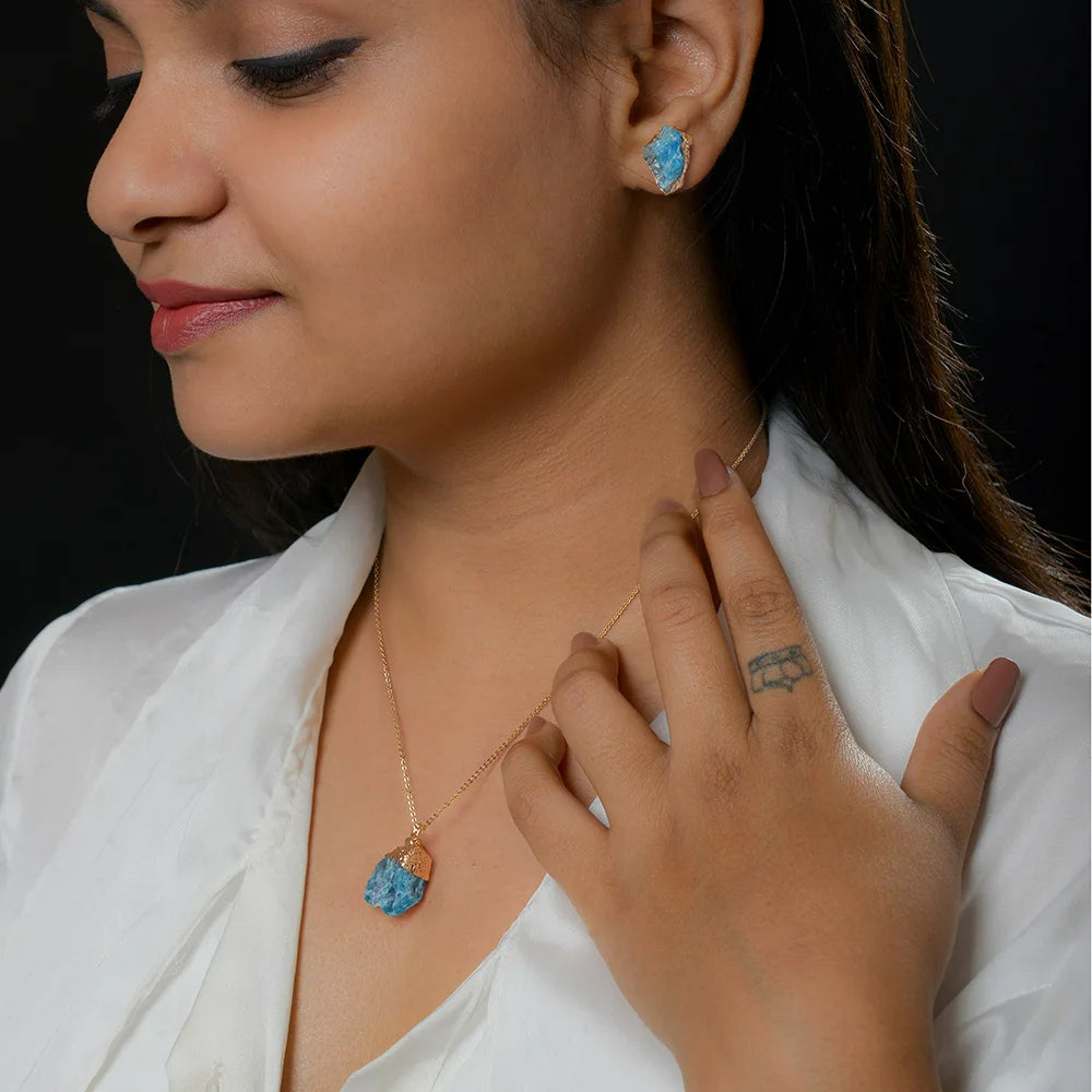 Olivenorma Trendy Set di gioielli in pietra grezza naturale irregolare