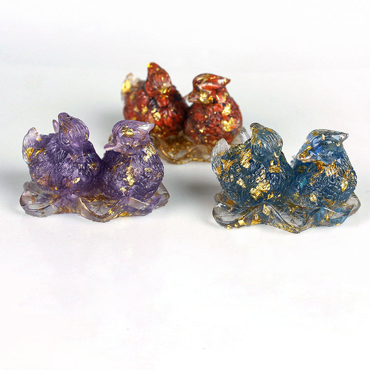 Olivenorma Carino Cristallo Anatra Mandarino Colla Ornamenti Decorazione Pietre Preziose