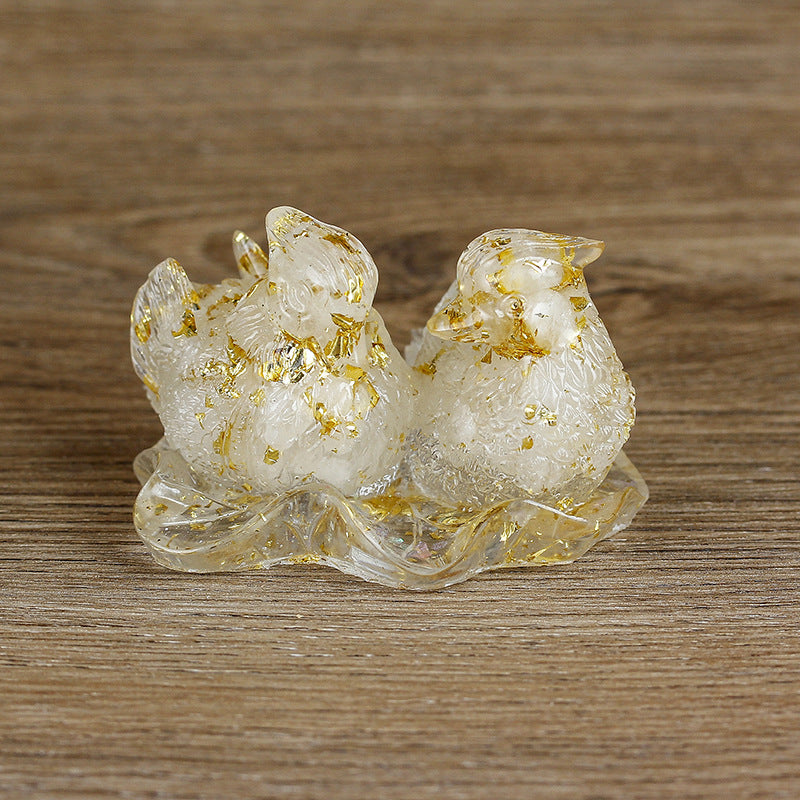 Olivenorma Carino Cristallo Anatra Mandarino Colla Ornamenti Decorazione Pietre Preziose