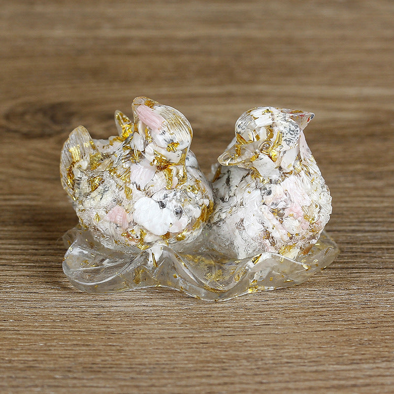 Olivenorma Carino Cristallo Anatra Mandarino Colla Ornamenti Decorazione Pietre Preziose