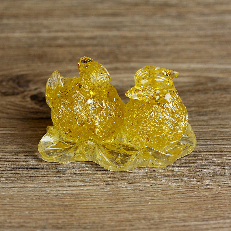 Olivenorma Carino Cristallo Anatra Mandarino Colla Ornamenti Decorazione Pietre Preziose