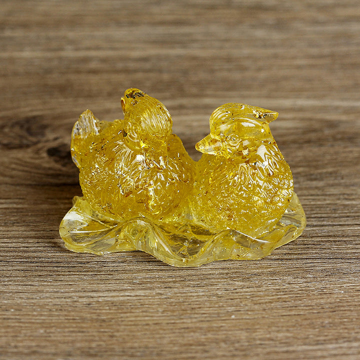 Olivenorma Carino Cristallo Anatra Mandarino Colla Ornamenti Decorazione Pietre Preziose