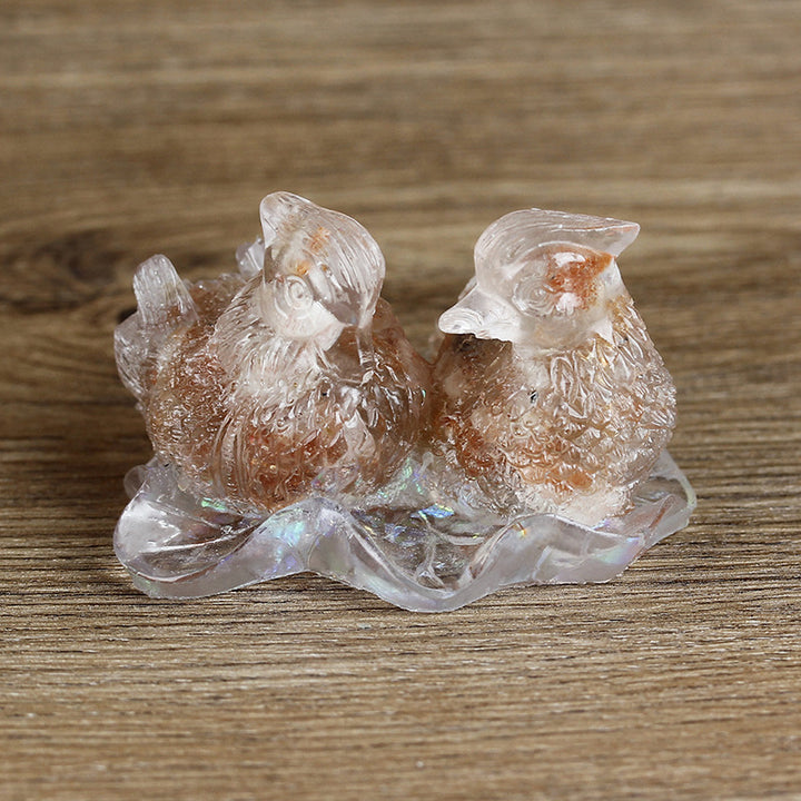 Olivenorma Carino Cristallo Anatra Mandarino Colla Ornamenti Decorazione Pietre Preziose