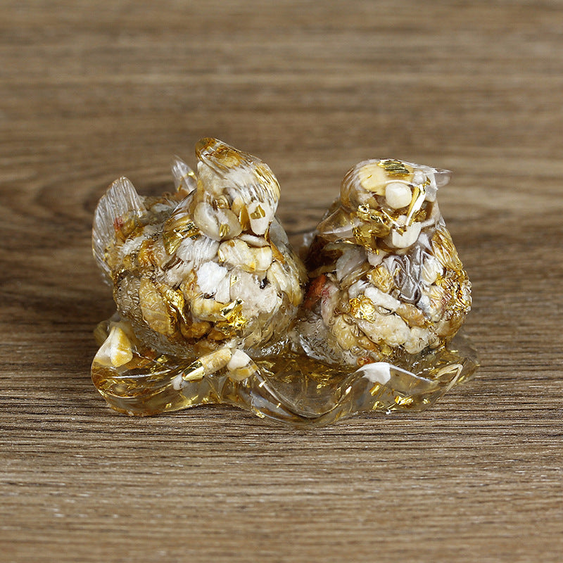 Olivenorma Carino Cristallo Anatra Mandarino Colla Ornamenti Decorazione Pietre Preziose