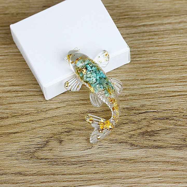 Olivenorma Ocean Harmony Crystal Fish Figurina Decorazione in pietra preziosa - Turchese africano - Con carta - image 3