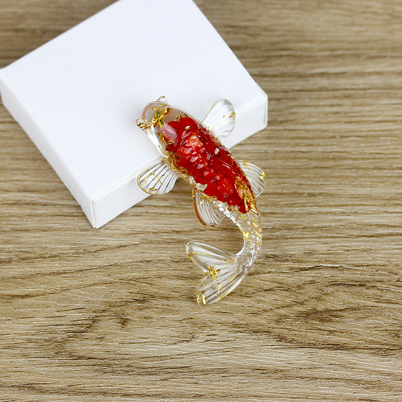 Olivenorma Ocean Harmony Crystal Fish Figurina Decorazione in pietra preziosa - Corallo rosso - Con carta - image 12