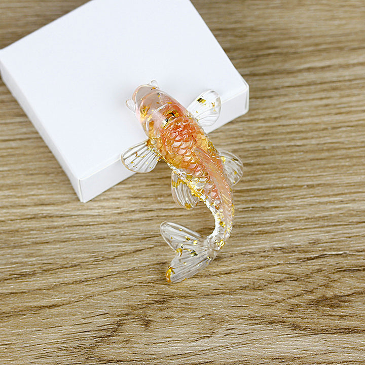 Olivenorma Ornamenti creativi artificiali a forma di pesce Decorazione con pietre preziose