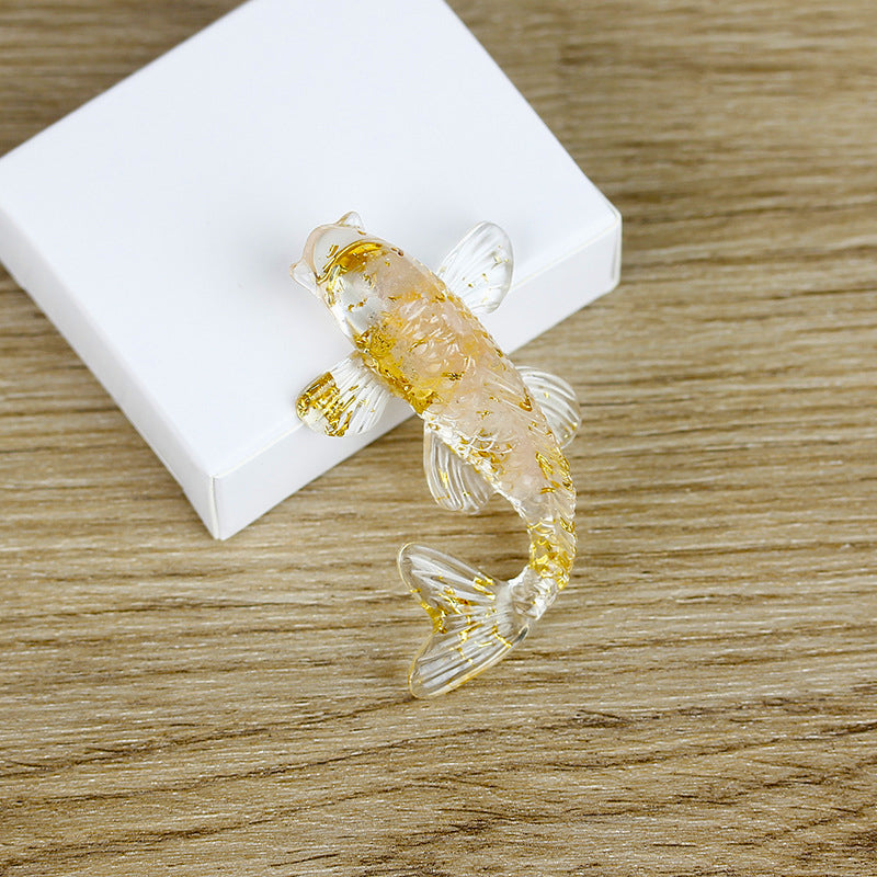 Olivenorma Ornamenti creativi artificiali a forma di pesce Decorazione con pietre preziose