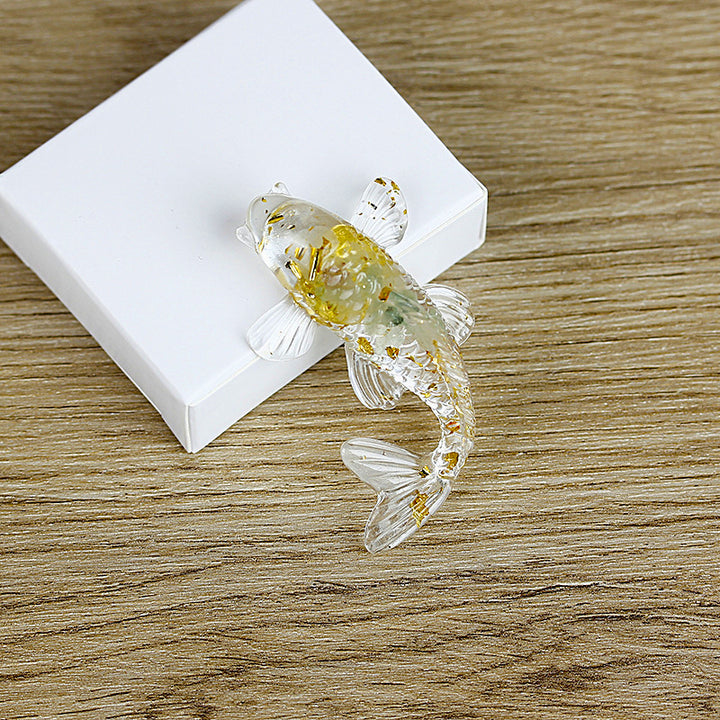 Olivenorma Ornamenti creativi artificiali a forma di pesce Decorazione con pietre preziose