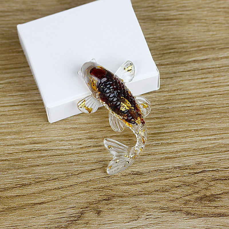 Olivenorma Ornamenti creativi artificiali a forma di pesce Decorazione con pietre preziose