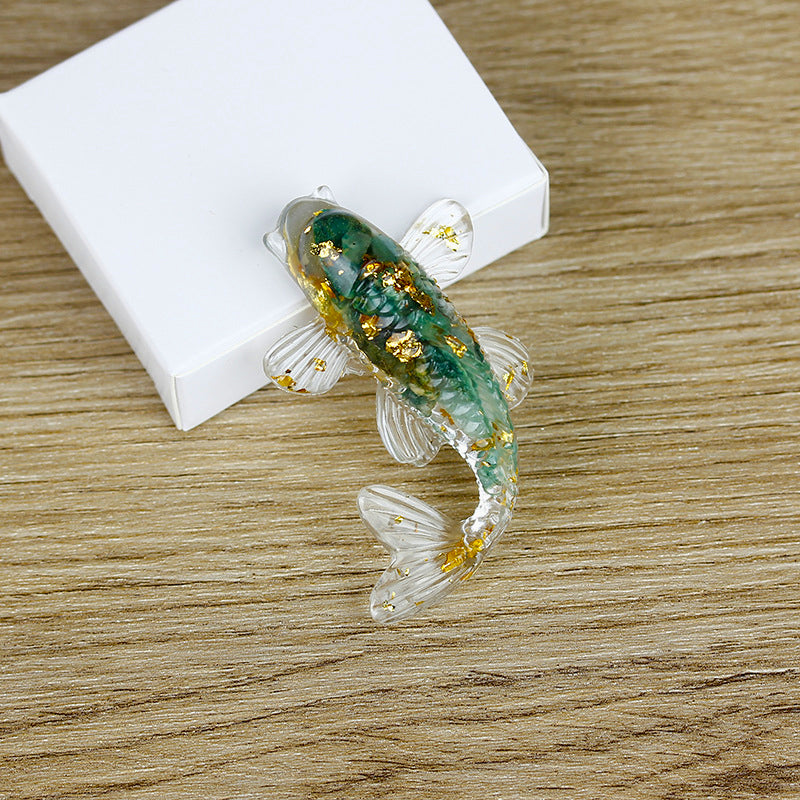 Olivenorma Ornamenti creativi artificiali a forma di pesce Decorazione con pietre preziose