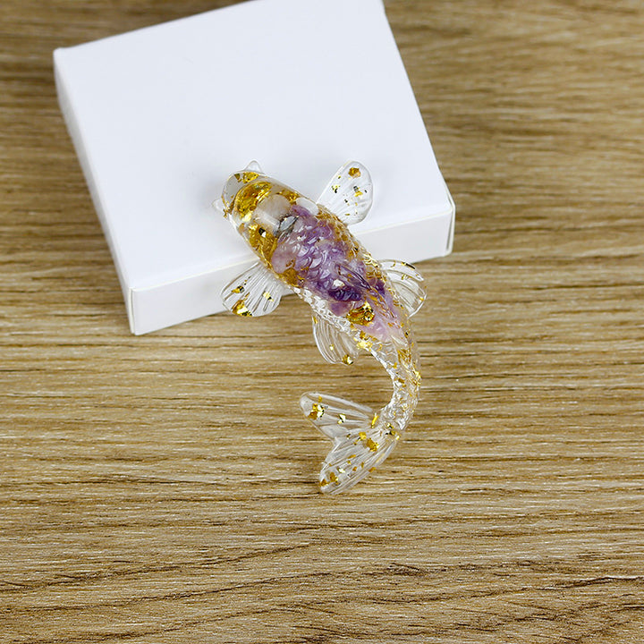 Olivenorma Ocean Harmony Crystal Fish Figurina Decorazione in pietra preziosa - Lilla - Con carta - image 35