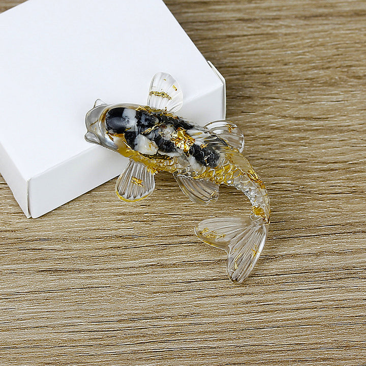 Olivenorma Ornamenti creativi artificiali a forma di pesce Decorazione con pietre preziose