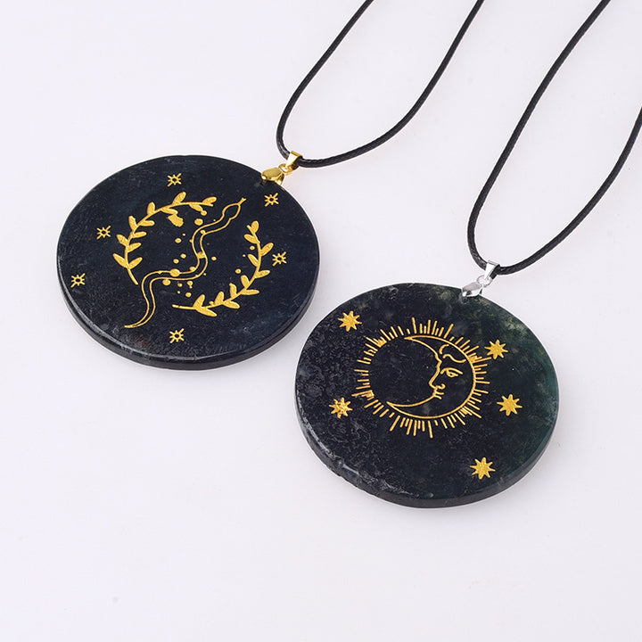 Olivenorma Crystal Moss Agate Disco Pendente Accessori Decorazione