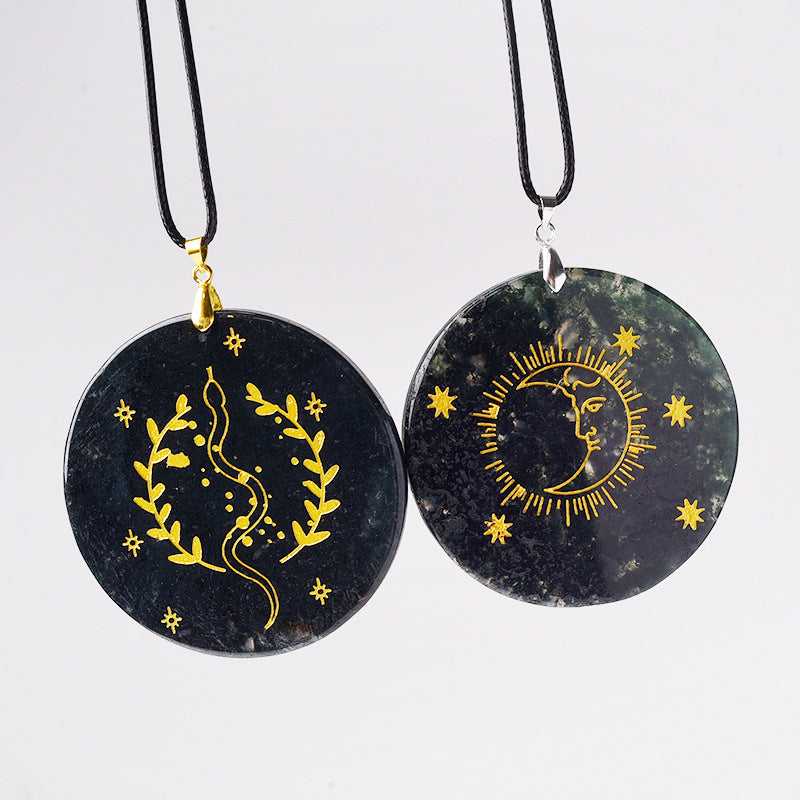 Olivenorma Crystal Moss Agate Disco Pendente Accessori Decorazione