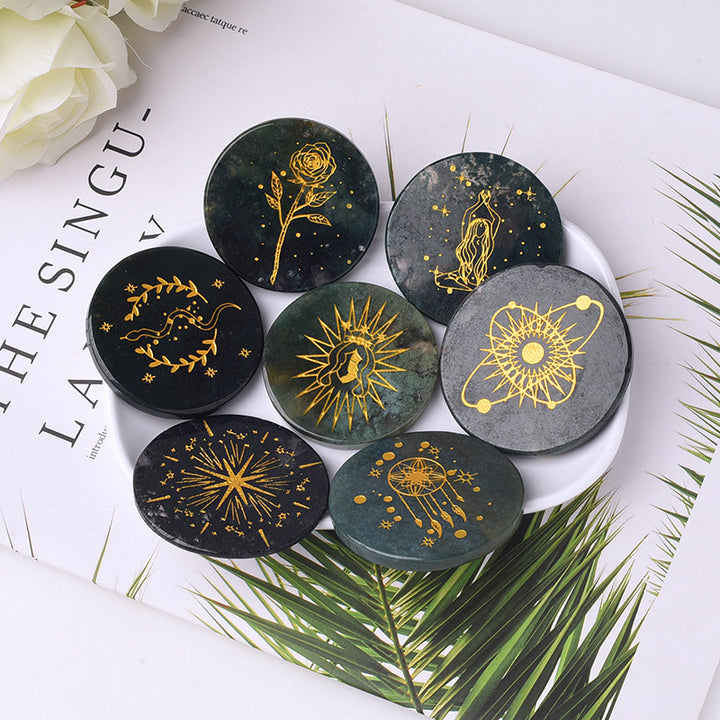 Olivenorma Crystal Moss Agate Disco Pendente Accessori Decorazione