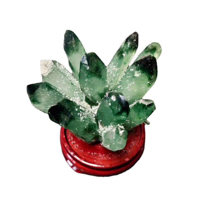 Olivenorma 1 pz Cluster di cristallo Quarzo fantasma verde Decorazione per la casa