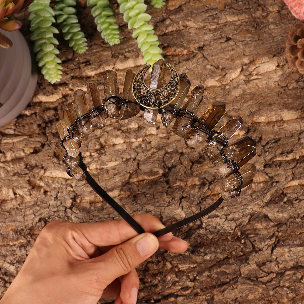 Corona di cristallo di quarzo fumé naturale Olivenorma