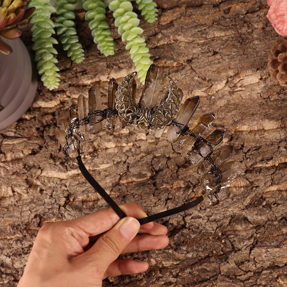 Corona di cristallo di quarzo fumé naturale Olivenorma