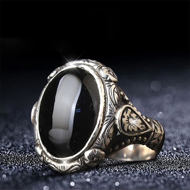 Olivenorma "Guardian Of The Night" - Anello in ossidiana vintage