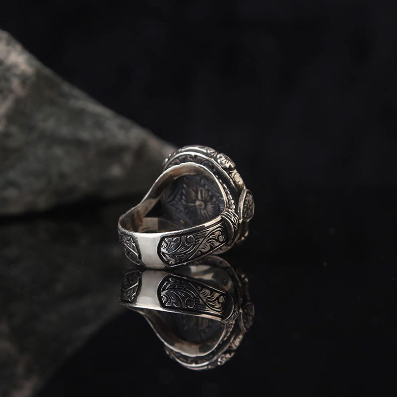 Olivenorma "Guardian Of The Night" - Anello in ossidiana vintage