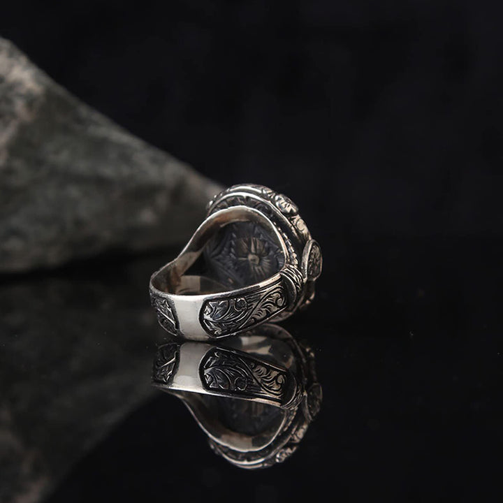 Olivenorma "Guardian Of The Night" - Anello in ossidiana vintage