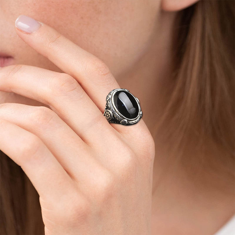 Olivenorma "Guardian Of The Night" - Anello in ossidiana vintage