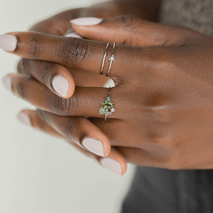 Olivenorma "The Morning Sun" - Anello in peridoto naturale con zircone