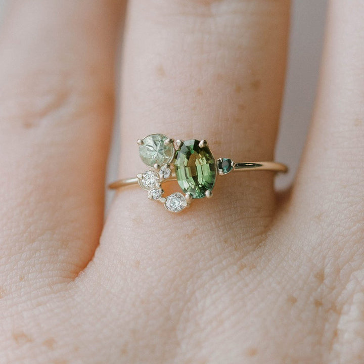 Olivenorma "The Morning Sun" - Anello in peridoto naturale con zircone