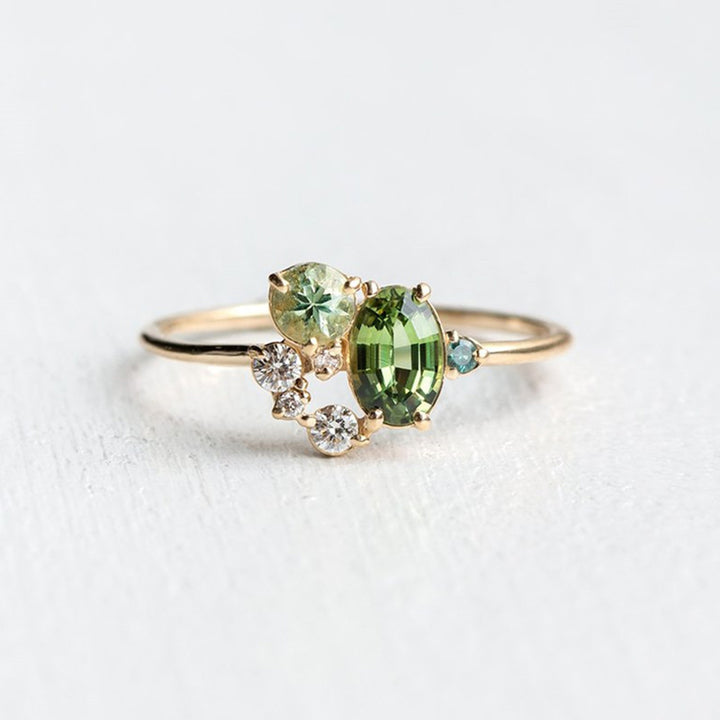 Olivenorma "The Morning Sun" - Anello in peridoto naturale con zircone
