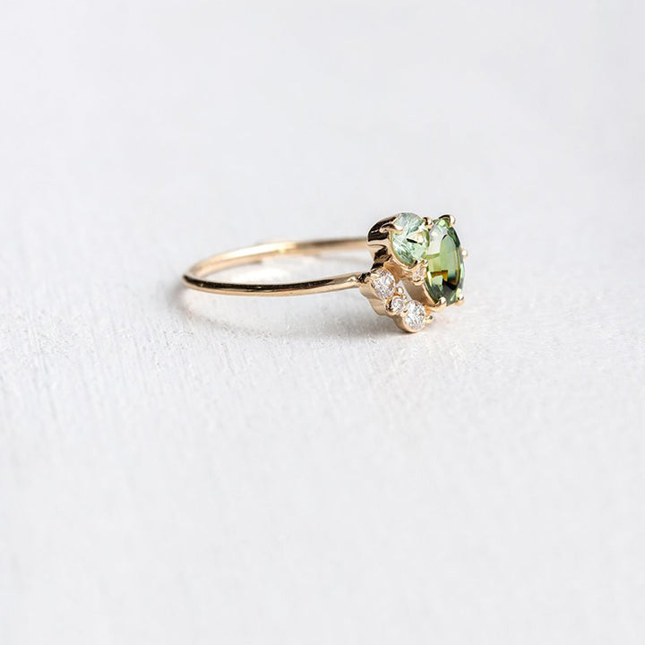 Olivenorma "The Morning Sun" - Anello in peridoto naturale con zircone
