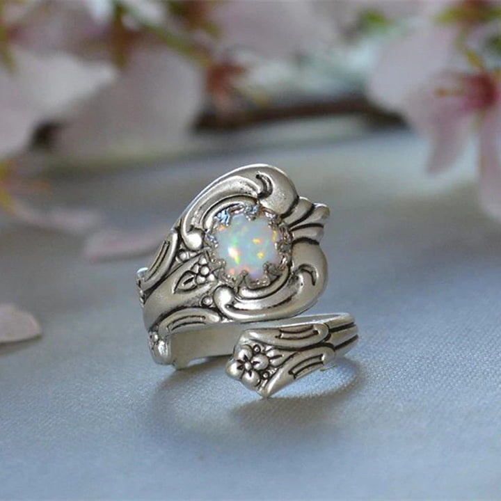 Anello regolabile in opale bianco Olivenorma