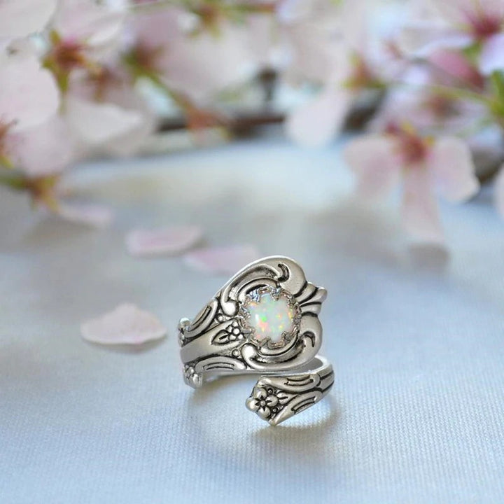 Anello regolabile in opale bianco Olivenorma