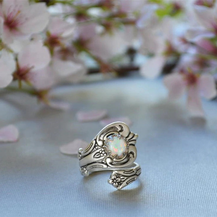 Anello regolabile in opale bianco Olivenorma