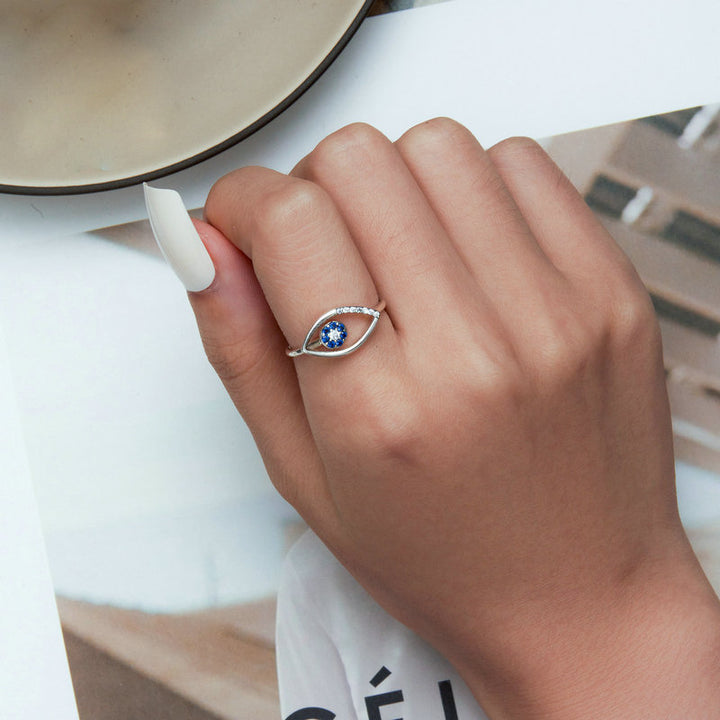 Anello regolabile in argento Sterling S925 con malocchio Olivenorma