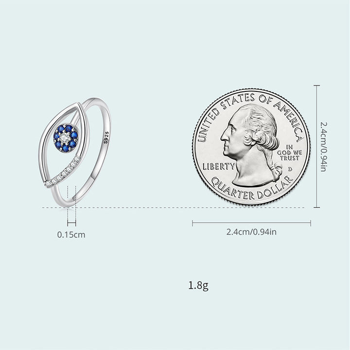 Anello regolabile in argento Sterling S925 con malocchio Olivenorma